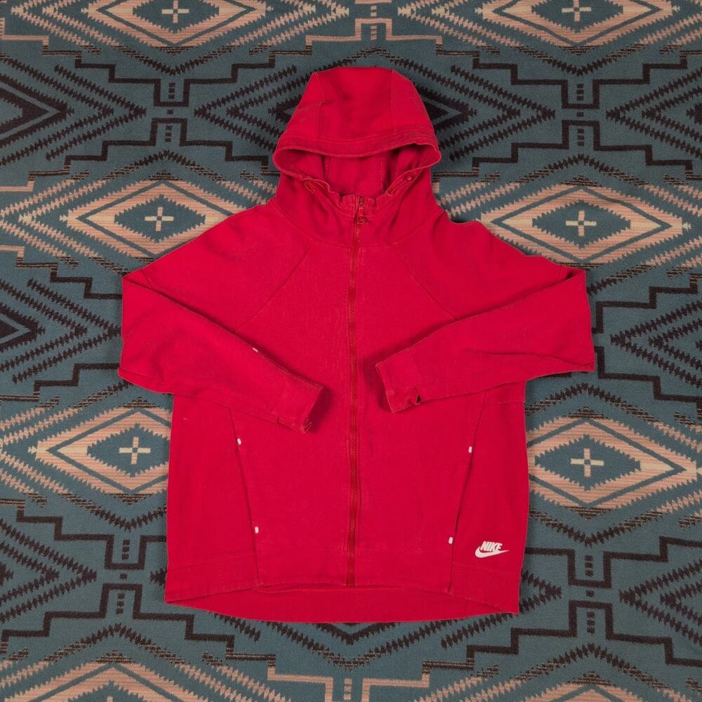 Nike Sportswear Jacket Mens Large Tech Fleece Full Zip Hoodie Red